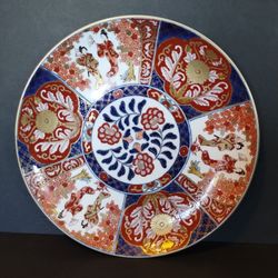 HUGE 15“ VINTAGE JAPANESE GOLD IMARI PORCELAIN CHARGER DISPLAY PLATE . 