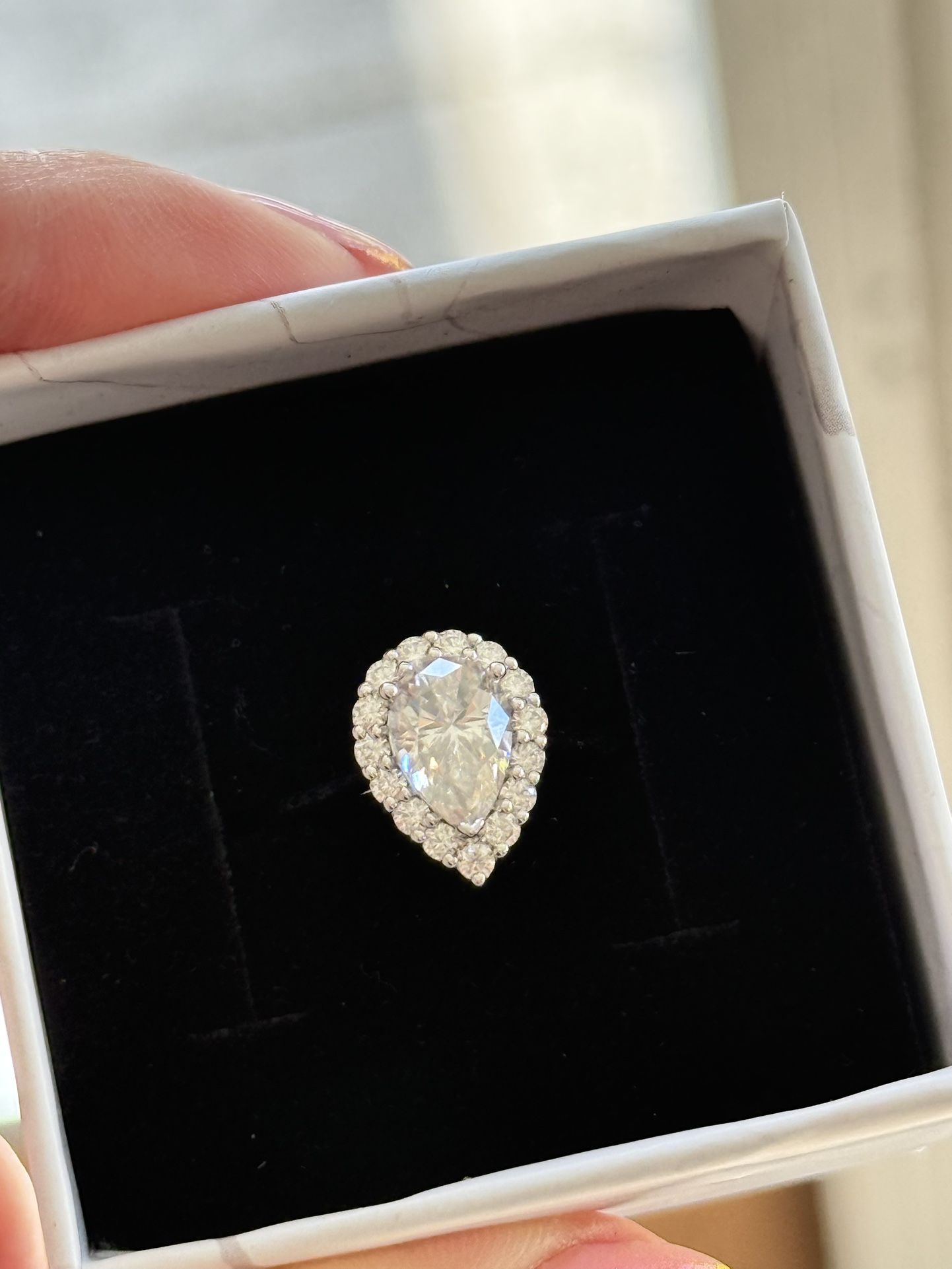 New Certified S925 Pear-Cutting Halo 1.5CT VVS1 D moissanite engagement/7