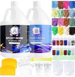 Epoxy Resin 1.1 Gallon Kit, Clear Resin Epoxy, Resin Kit - High-Gloss, No Bubbles, Not Yellowing, Se