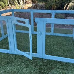 Clear Acrylic Dog Playpen Indoor, Puppy Cat Small Pet Play Pen, Pet Cat Playpen for Rabbits, Dog Fence Crate Kennel Whelping Cage (Green, 10 Panel)