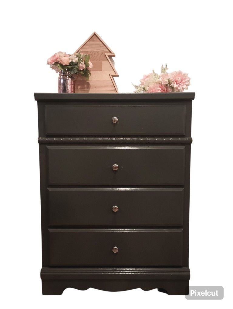 Tall Wood Grey Dresser