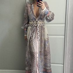 DESIGNER LACE TRIMMED TOP MAXI SKIRT SET