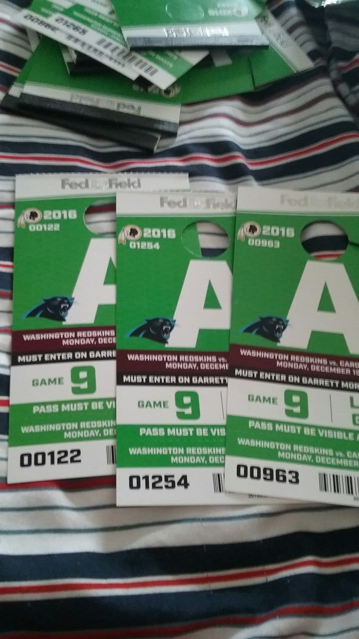 Redskins Panthers Parking Pass
