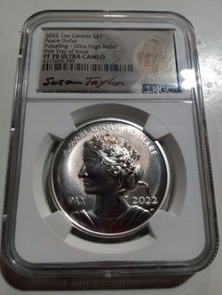 2022 1oz Canada S$1 Peace Dollar - Pulsating PF 70 Ultra Cameo Silver Coin