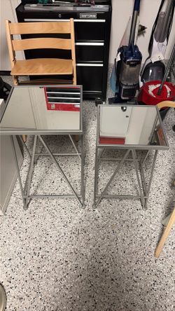 Living spaces metal glass side stools