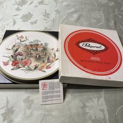 NIB 1960’s Pimpernel English Cottage Acrylic & Cork 10” Placemats (Original Box, Labels, Insert)