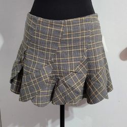 Multicolor Plaid Ruffled Skirt Stretchy - Size M DM DM