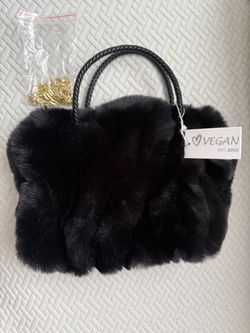 Black Vegan Faux Fur Handbag – New With Tags