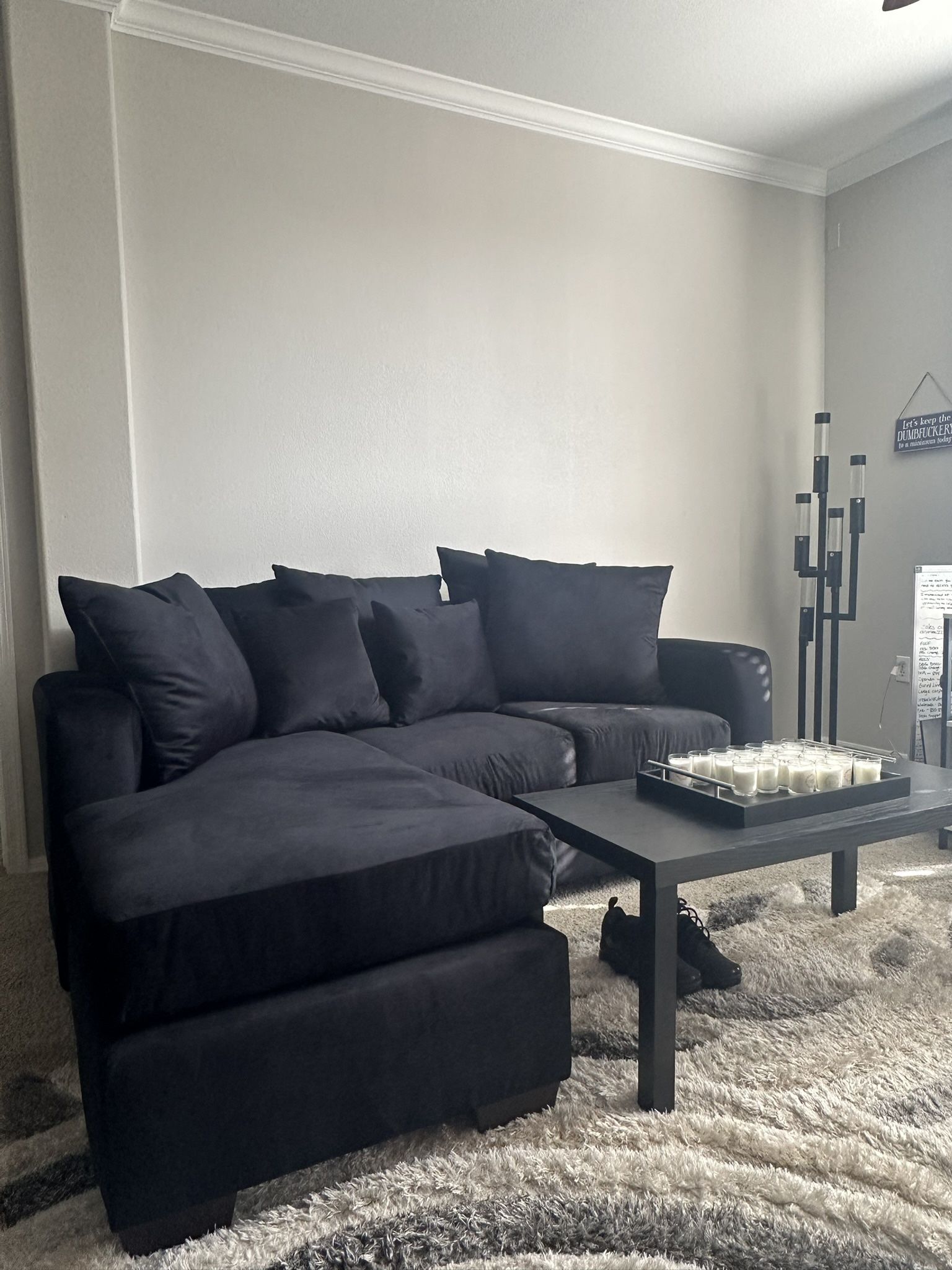 Black Couch Sofa With Reversible Chaise