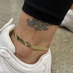 💥Anklet 💥High polished herringbone Anklet 14k gold plated (stamped)💥brand new💥