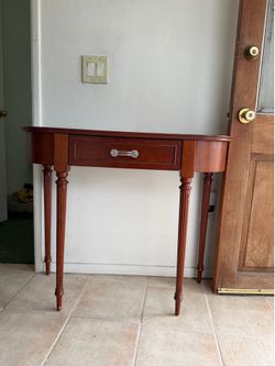 Cherry Wood Narrow Entryway Console Table