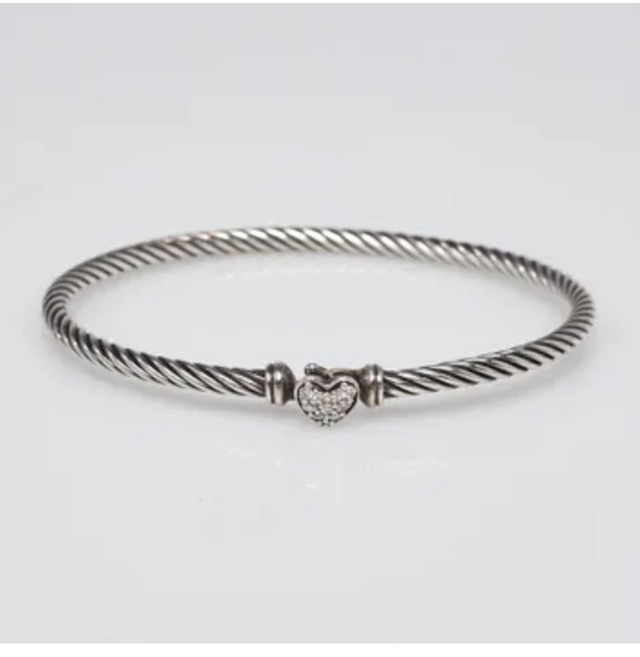 David Yurman Cable Collectibles® Heart Bracelet Sterling Silver w/Pavé Diamonds