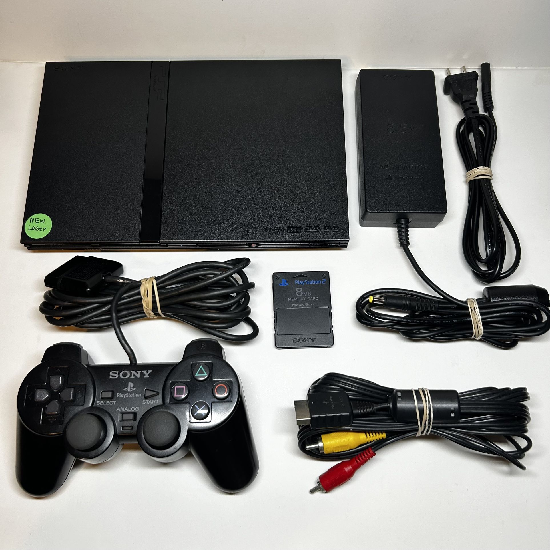 Sony PlayStation 2 PS2 Slim Black Console, TESTED & WORKING! NEW LASER!