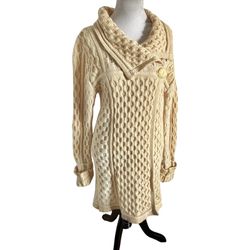 Vintage Ireland Merino Wool Sweater Cream Beige Deadstock Woman’s XS Arancrafts