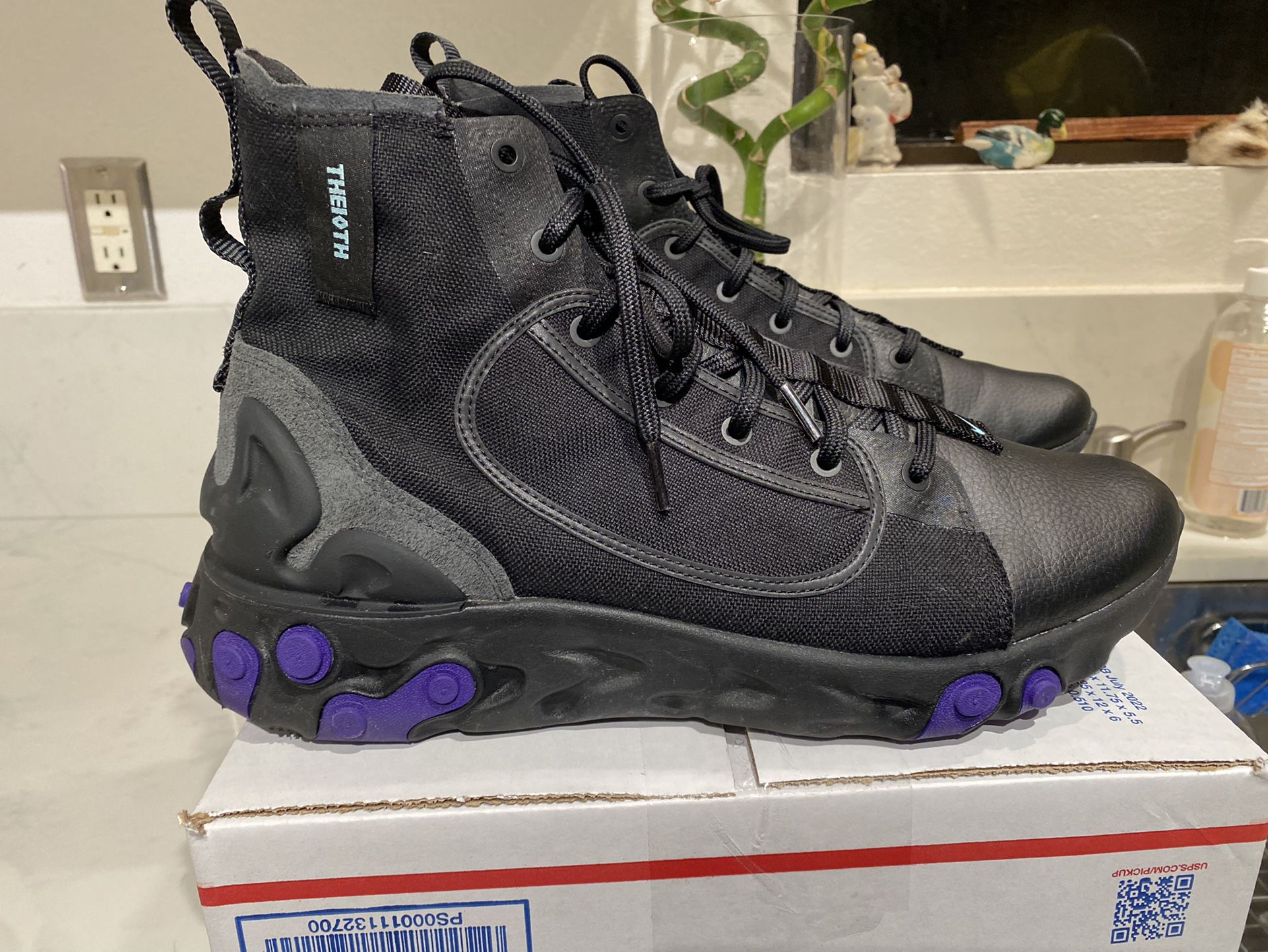 Nike React Langa Anthracite Triple Black Purple AV5555-002 Men’s Size 13