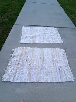White Woven Rag Rugs 5x7 Set of 2
