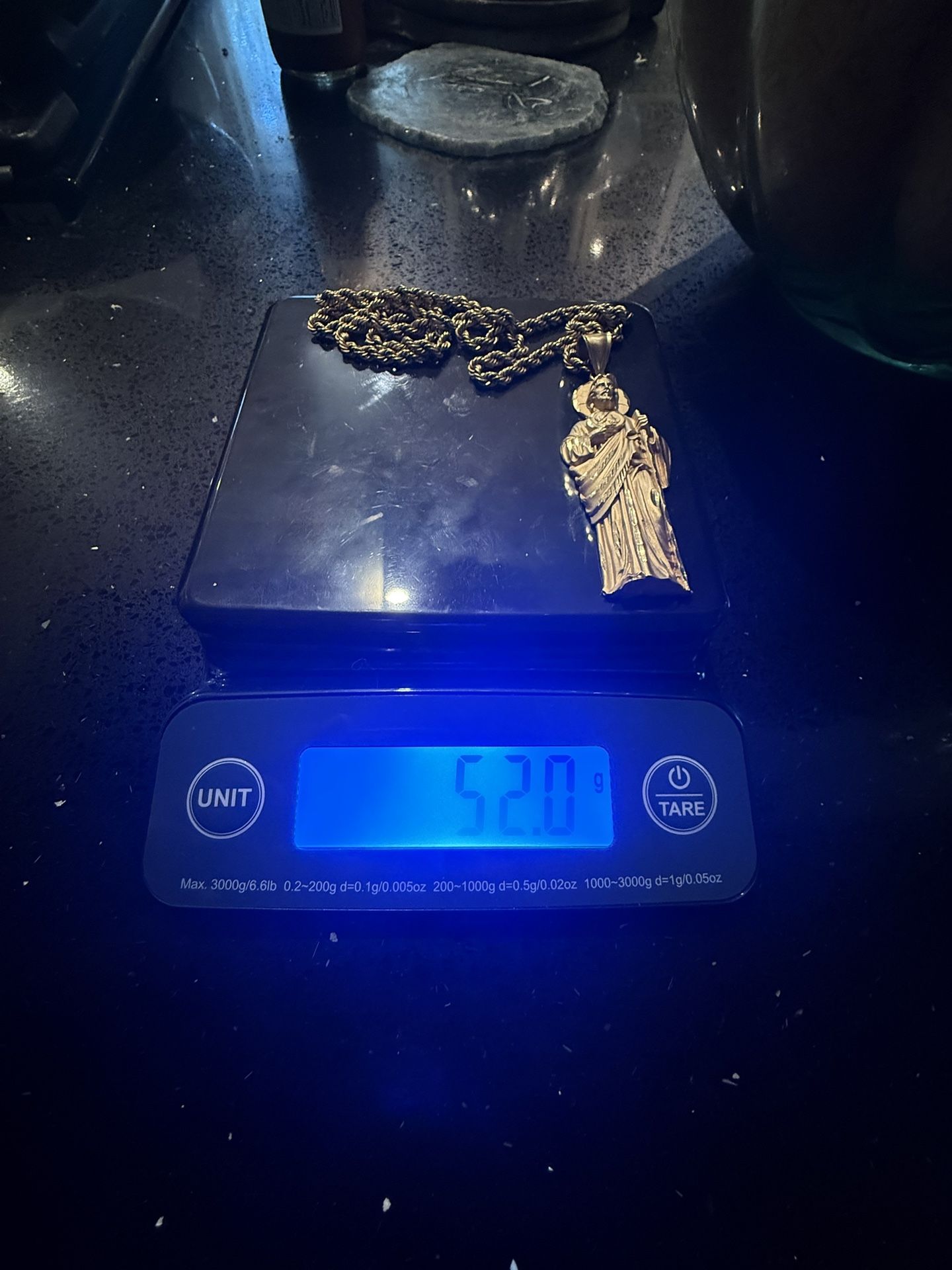 Gold Rope Chain And San Judas Pendant 
