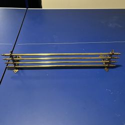 Antique solid brass Pullman train luggage rack, also referred to as a train rack or coat and luggage rack. 