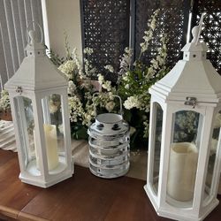 White Lanterns - LED Candles Included!