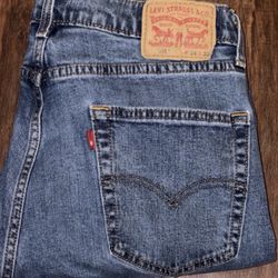 Levis 505 Jeans Mens 34X32  Blue / Blank Red Tab R Trademark Logo rare 