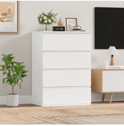 Homfa 4 Drawer White Dresser - ASSEMBLED
