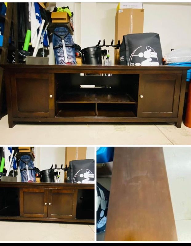 TV CONSOLE - medium brown wood……72"L x 20"D x 25"tall