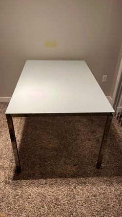 White Glass Top Dining Table Chrome Legs