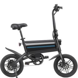 14" Electric Bike, Max 25Miles Range(Pedal-Assist) & Speed 15.5 Mph Power 350W Motor, Folding E-Bike with Removable Battery