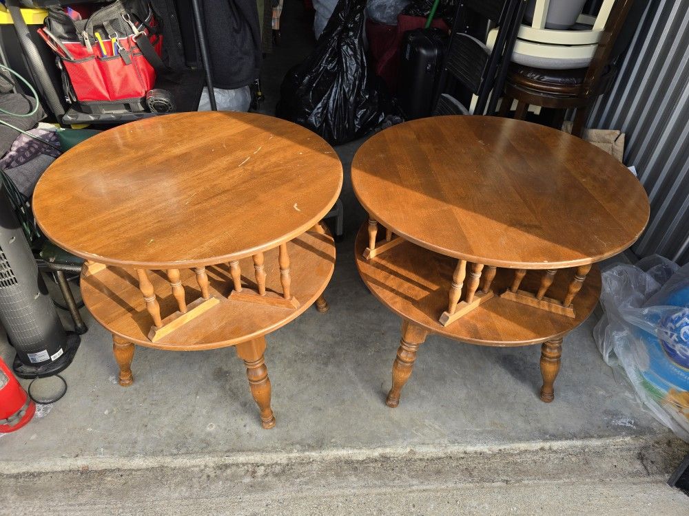 Ethan Allen Lazy Susan End Tables (set of 2)