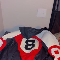 Vintage Phase 8 Ball Leather Jacket With Hoodie 