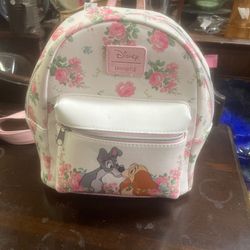 Disney lady and the tramp pink rose miniature backpack purse