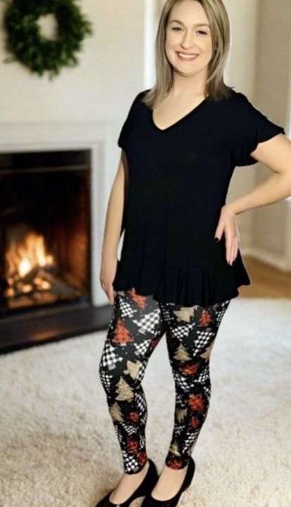 NEW Womens Christmas Leggings Soft As Lularoe OS/TC/TC2