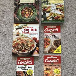 Brand Name Cookbooks, lot of 6, new condition. 2 Prevention Magazine Health Books Cookbooks, 1 Shape Magazine Cookbook, 3 Campbell’s Cookbooks.