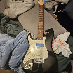 Black N White Left Handed Electric Guitar 