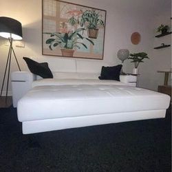 Modern Adjustable White Leather Sofa