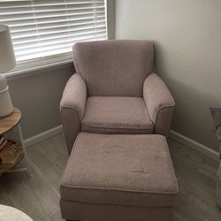 Custom Pink Chair And Ottoman