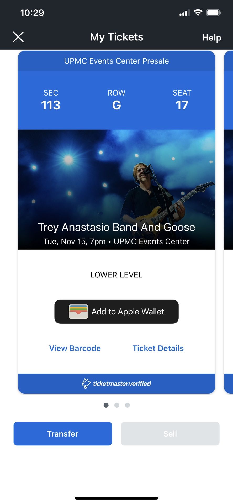3 Tix for Goose-Trey Anastasio band Nov 15.