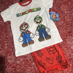 Boys Sz 6/7 Mario Bros 2Pc Pajama Set $7 new
