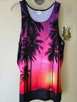 Size Large men's tropical graphic tank top