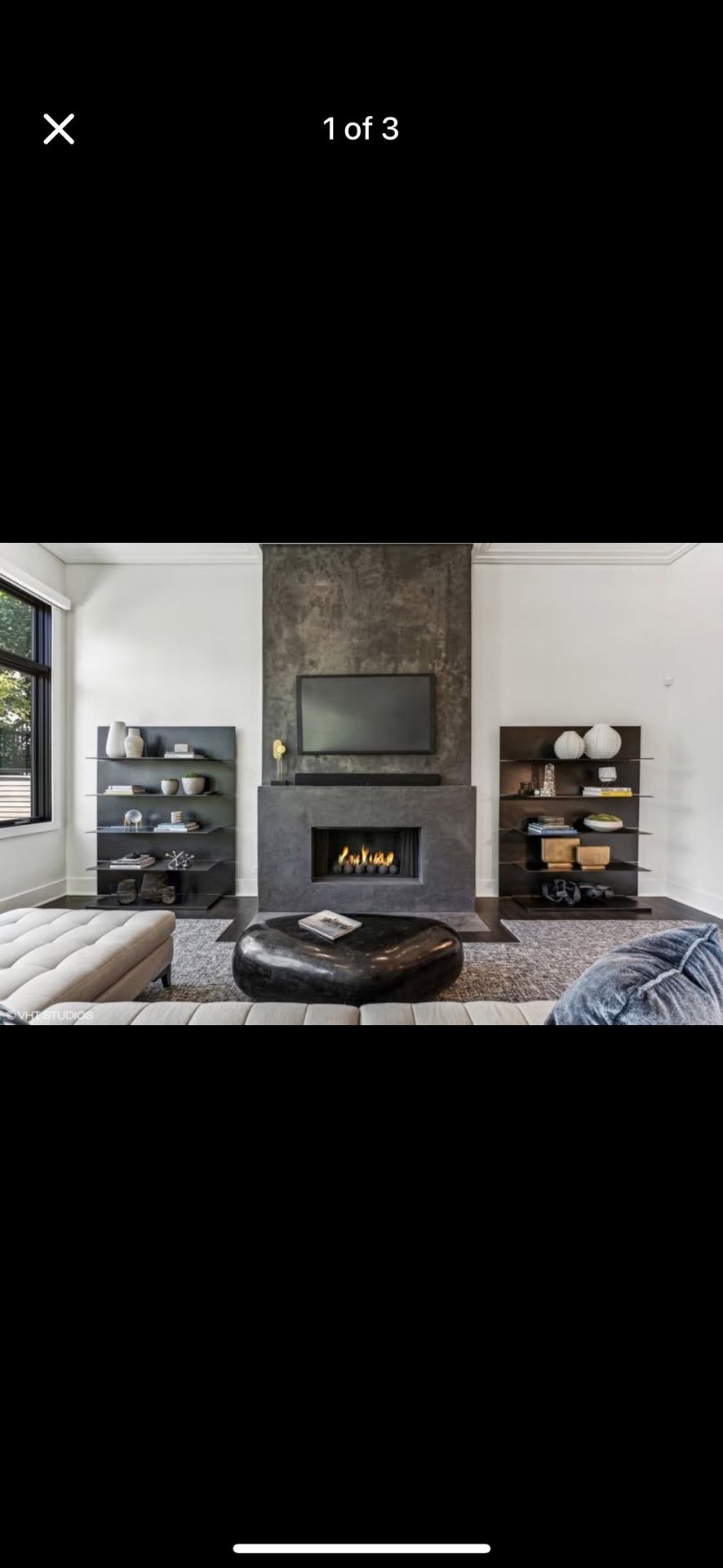 Pair of Salvatore black steel bookshelves - 60"W x 14"D x 74"H.