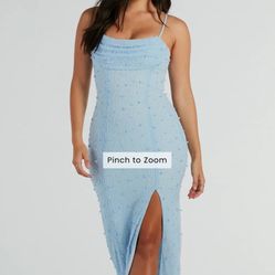 Klara Cowl Neck Faux Pearl Bead Slim Formal Dress