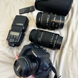 Canon EOS 600D + 3 lenses + 1 flash