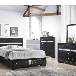 4- Pc Bedroom set Dresser,Mirror  Nightstand (1) Queen size bed frame  Not including Mattress and Box Sp