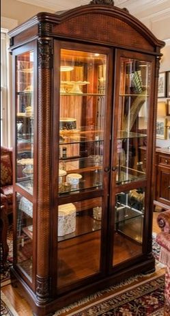 Ashley Millennium "Serengeti" Curio Display Cabinet with Beveled Glass & Touch Dimmer Lighting