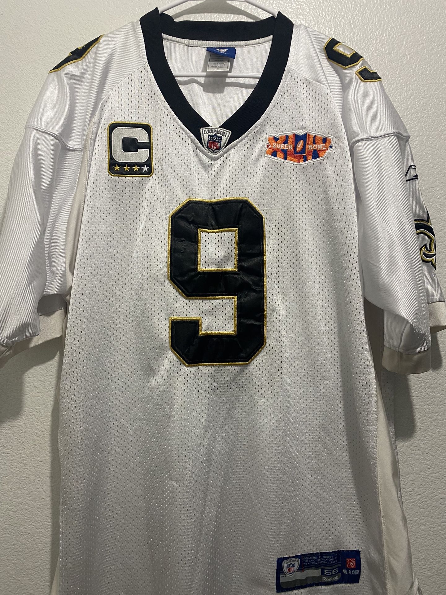 Reebok Onfield NFL Saints Drew Brees Superbowl XLIV Stitched Jersey Size 56 XL