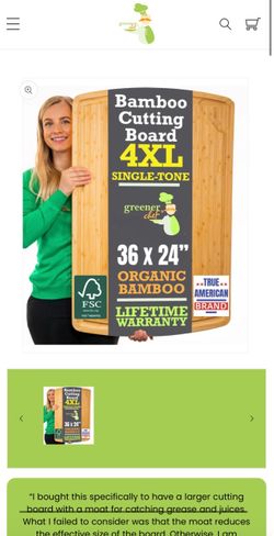 Greener Chef 4XL Bamboo Cutting Board 36x24"