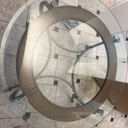 Glass 3 Layer TV stand And Round Tea Table