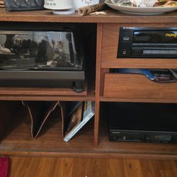 MCM Stereo Cabinet With Components Original Turntable 