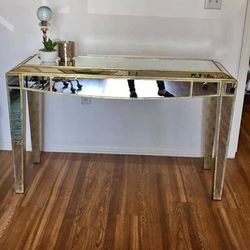 Antique Gold Mirrored Console Table