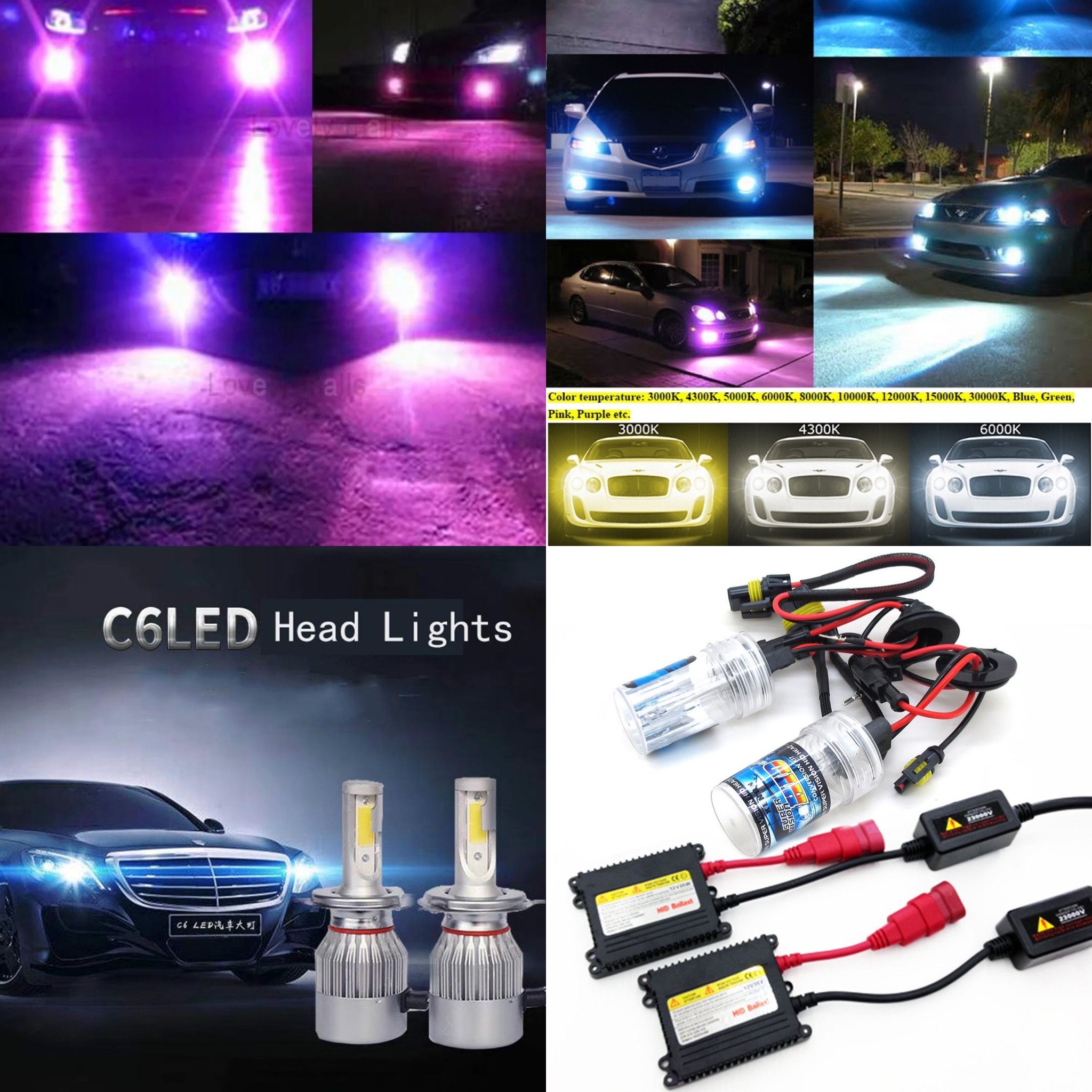 Hid Conversion Kit - Led Headlight Bulbs - Replacement Bulb For Any Size H11 H4 9006 H14 9005 Chevy Silverado To Scion FRs Tahoe Sentra Kicks Nissan H